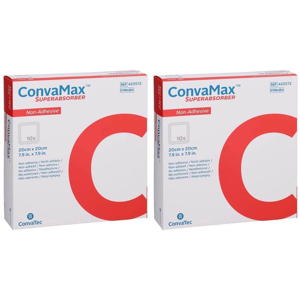 Twee pakken ConvaMax Superabsorber, niet-klevend, 20x20cm.