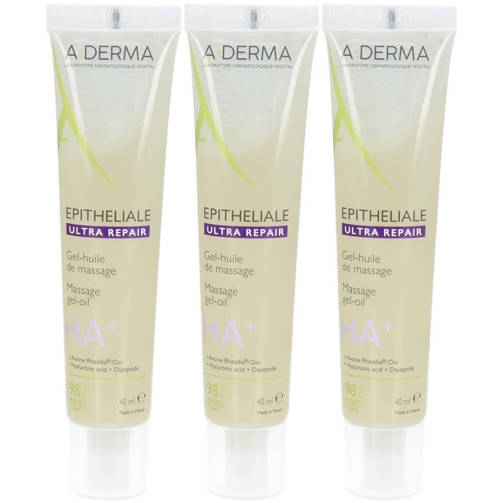 Drie tubes A-Derma Epitheliale Ultra Repair Gel-olie. 40ml.