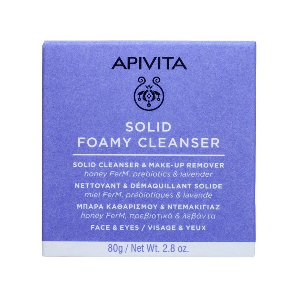 Een verpakking Apivita Solid Foamy Cleanser, Solid Cleanser & Make-up Remover, 80g.