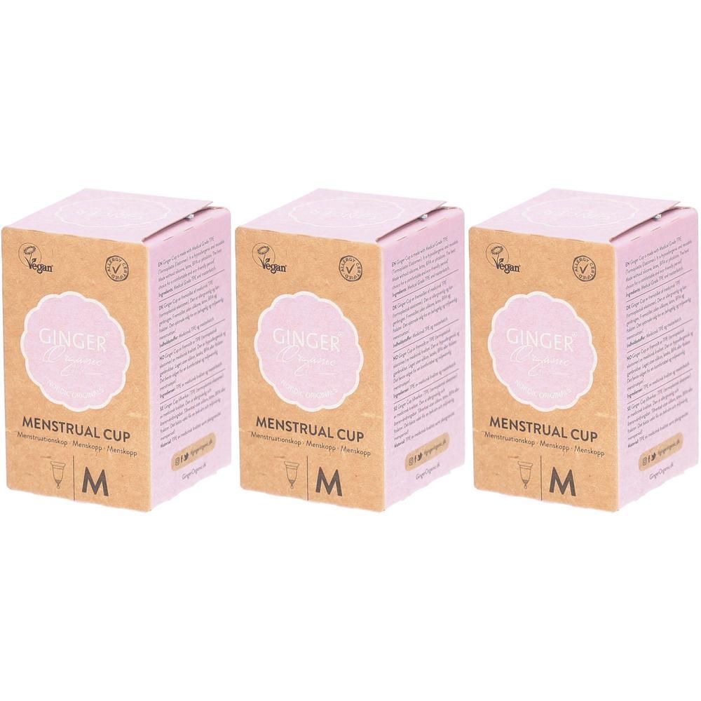 Trois boîtes de coupes menstruelles "Ginger Organic" taille M.