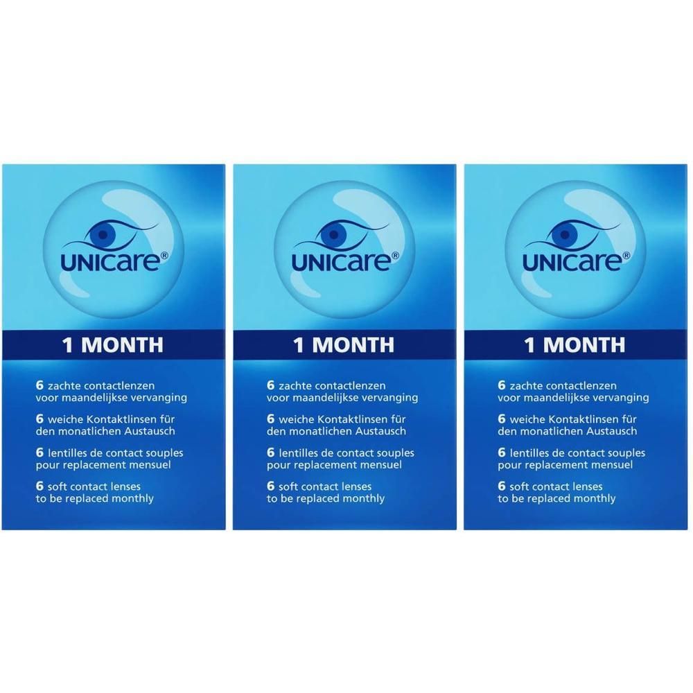 Unicare contactlenzen, 6 lenzen, voor maandelijkse vervanging.