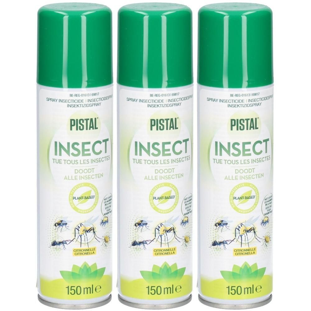Drie spuitbussen insectenspray met citroengras, 150 ml.