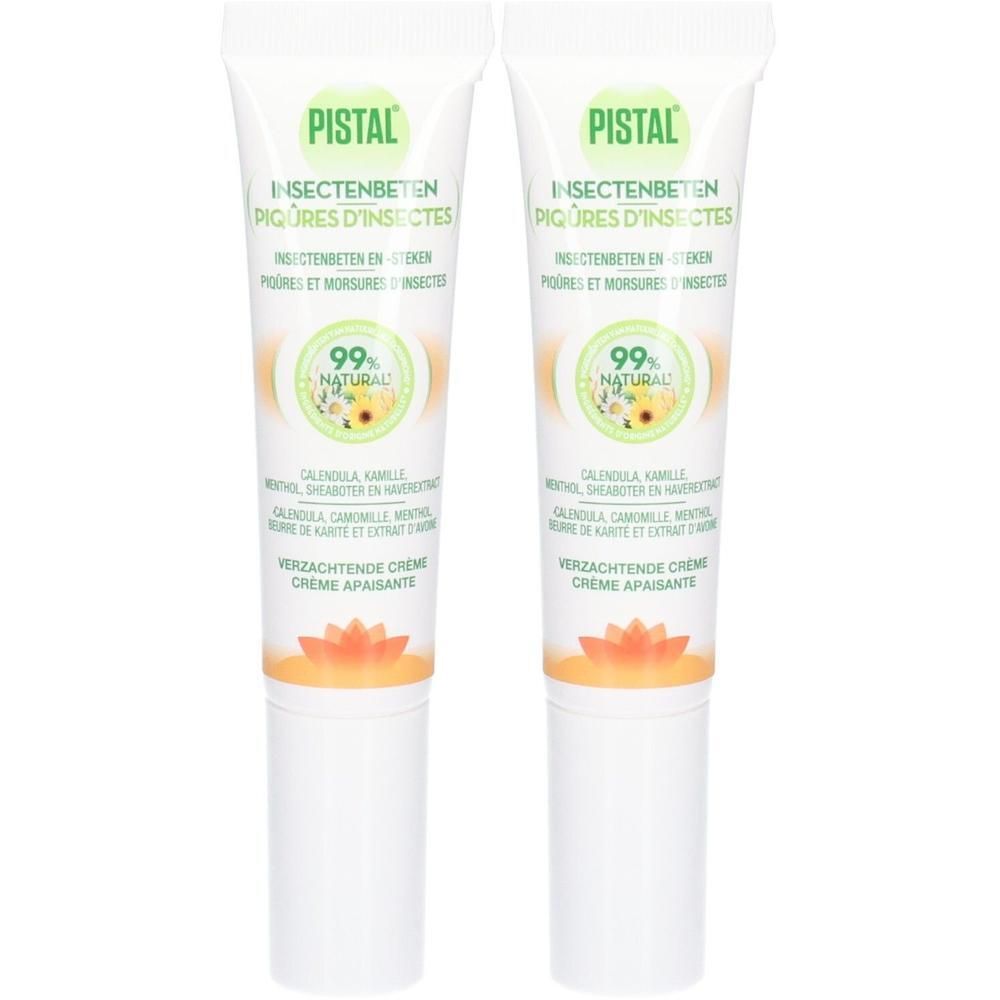 Deux tubes de crème après-piqûres Pistal, 99% naturelle, à la calendula et camomille.