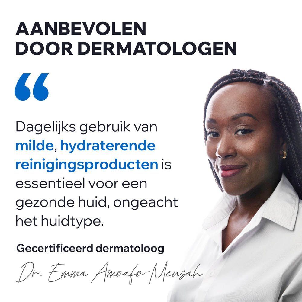Aanbeveling van een dermatoloog: Dagelijks gebruik van milde reinigers is essentieel voor een gezonde huid.