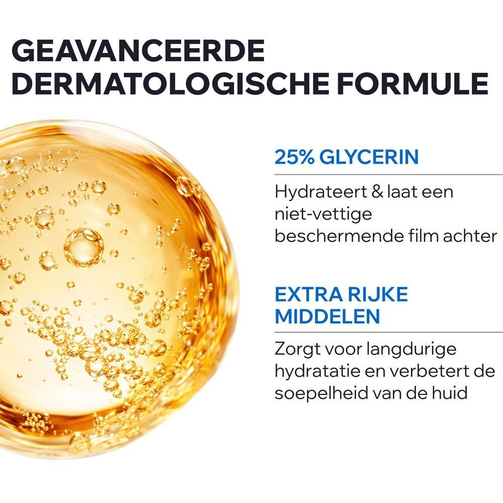 Uriage reinigingsolie, 25% glycerine en extra rijke middelen. Dermatologische formule.