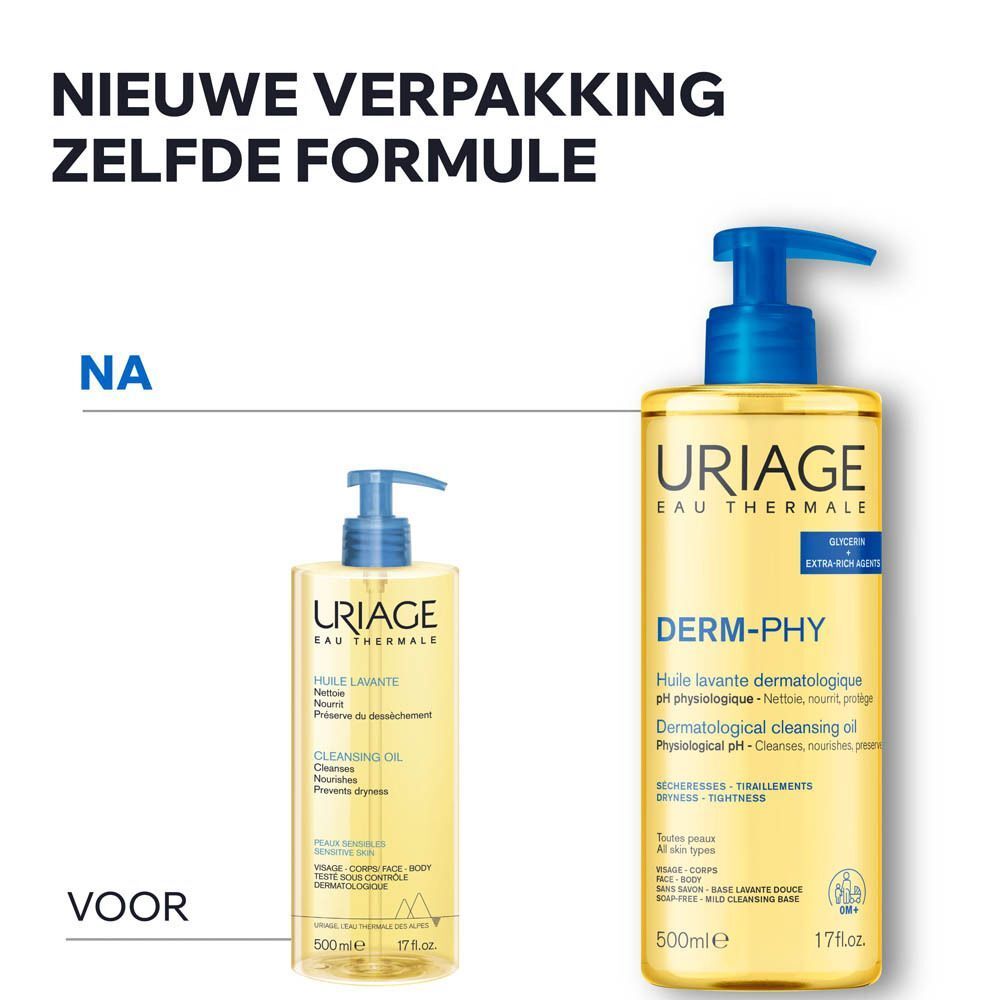 Uriage reinigingsolie: Vroegere en nieuwe verpakking. Zelfde formule.