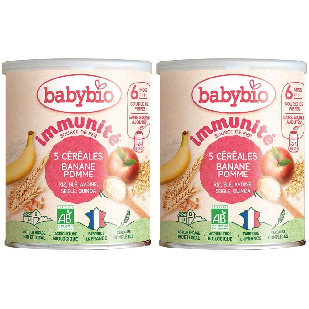 Babybio 5 granen banaan appel, 2 blikken.