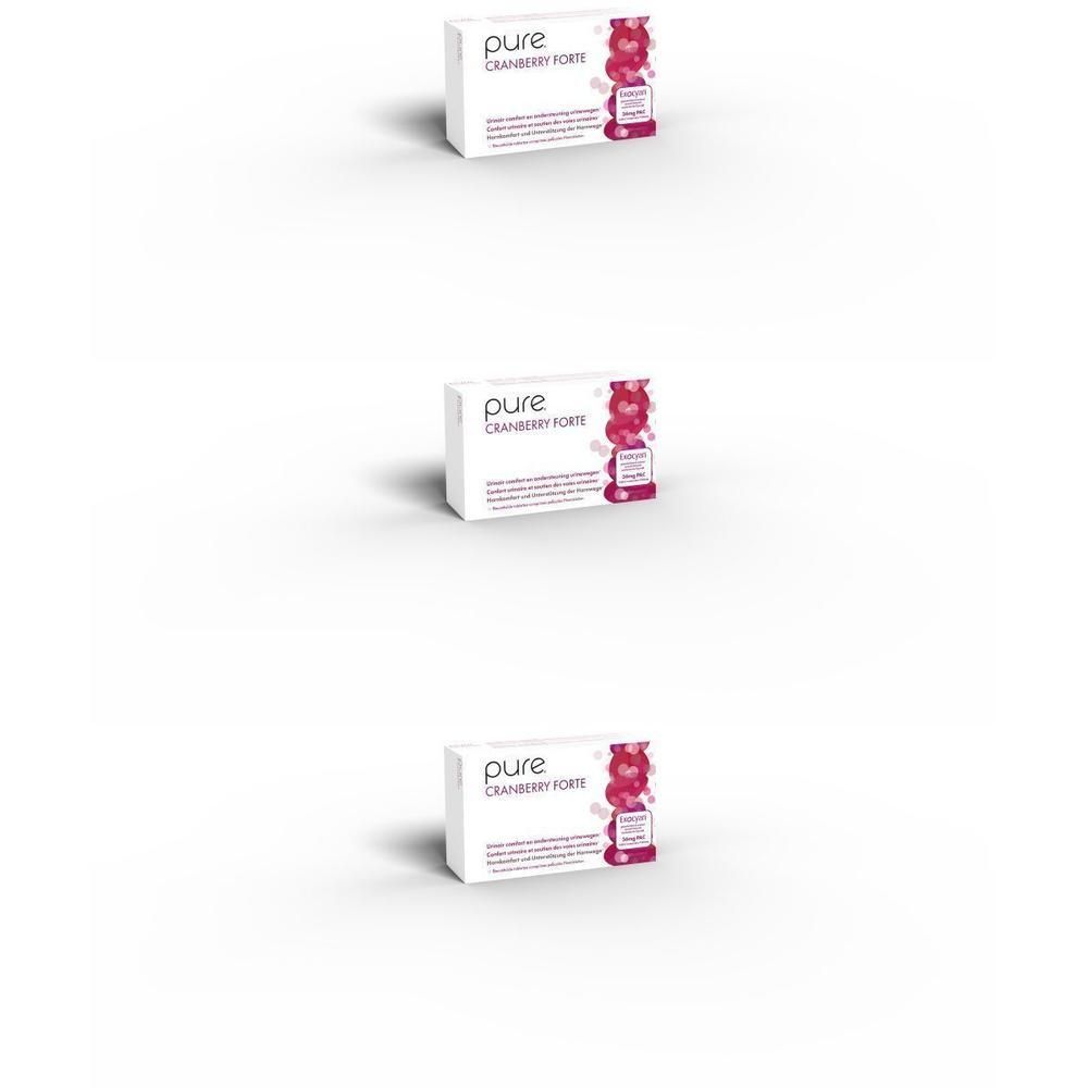 Emballage de Pure Cranberry Forte avec illustration de canneberge.