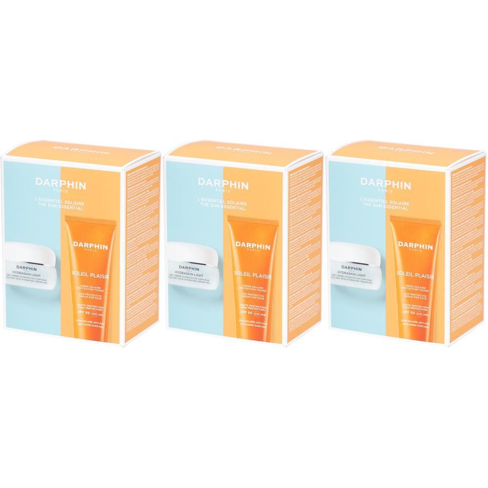 Drie Darphin geschenksets met tubes en potjes, "L'Essentiel Solaire" SPF 50.