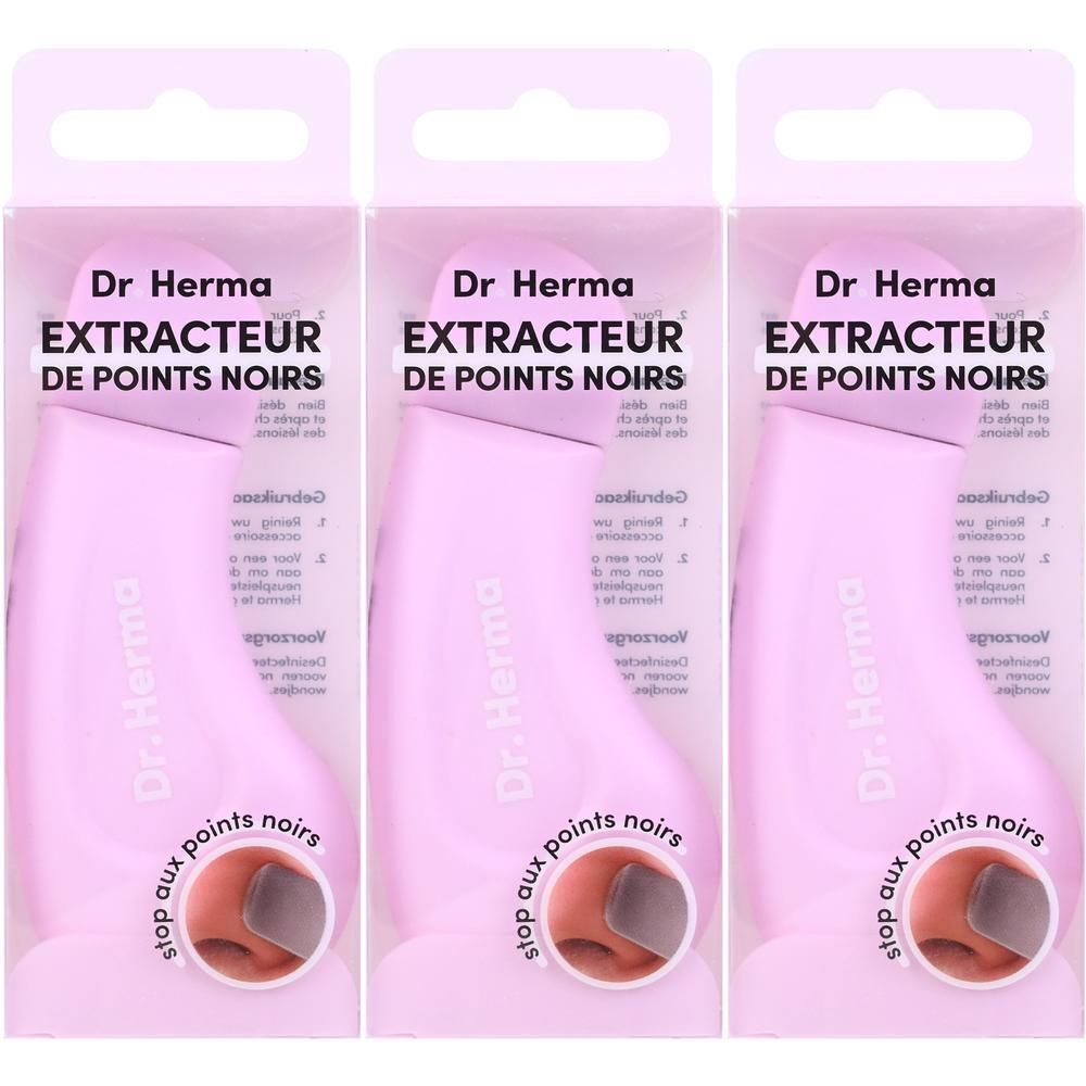 Drie roze Dr. Herma mee-eter verwijderaars in verpakking.
