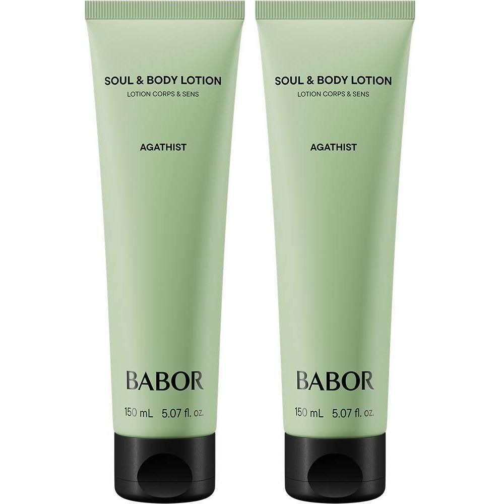 Twee Babor Soul & Body Lotion Agathist tubes, elk 150 ml.