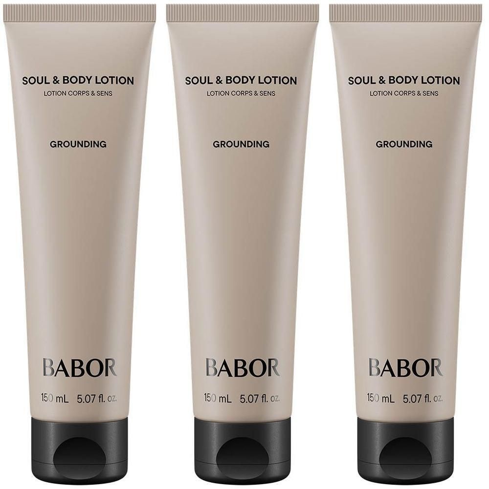 Drie Babor Soul & Body Lotion Grounding tubes, elk 150 ml.
