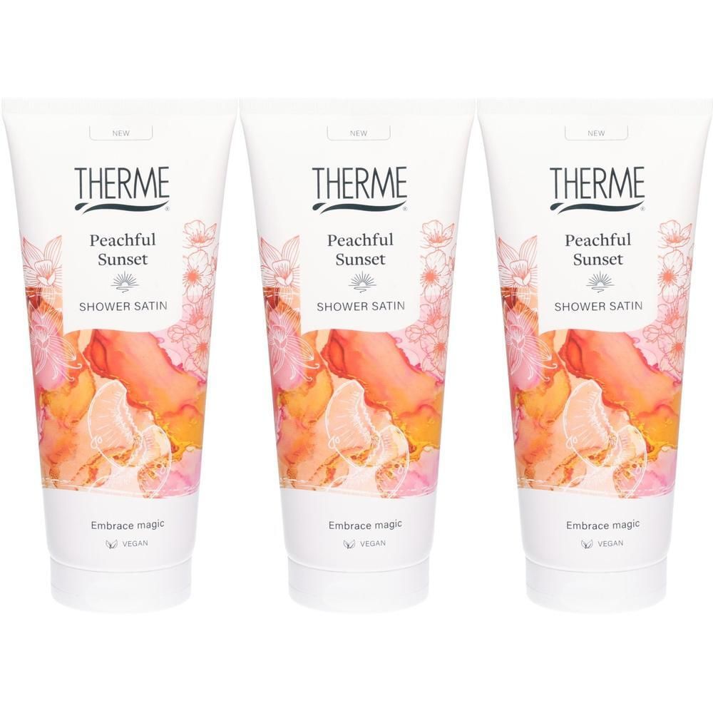 Drie tubes douchegel "Therme Peachful Sunset Shower Satin".