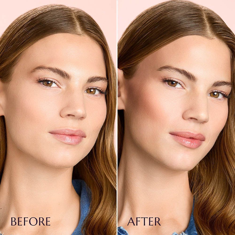Voor-en-na vergelijking: vrouw met en zonder Collistar Twist Velvet Contour.