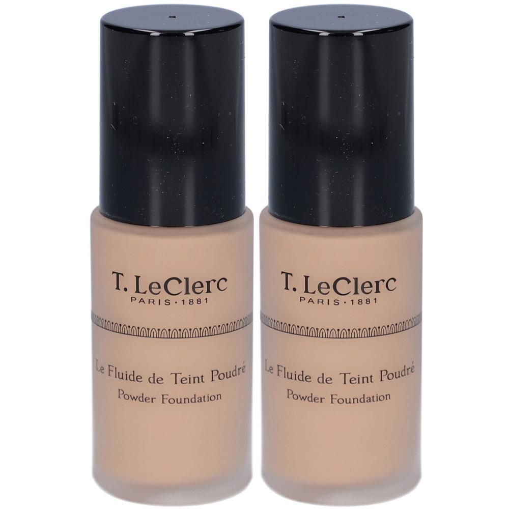 Twee flacons T. LeClerc poederfoundation in Beige Ambre Mat.