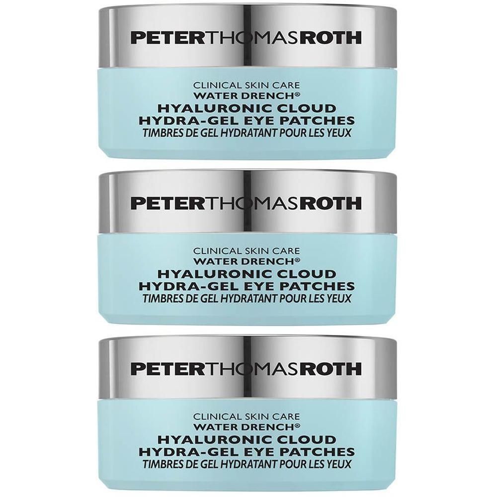 Trois pots de patchs hydratants pour les yeux Peter Thomas Roth Water Drench.