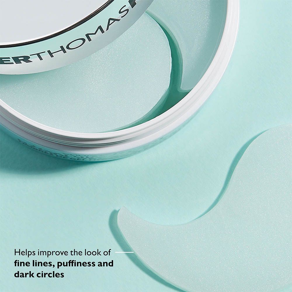 Close-up van Peter Thomas Roth Water Drench Hyaluronic Cloud Eye Patches in een pot.