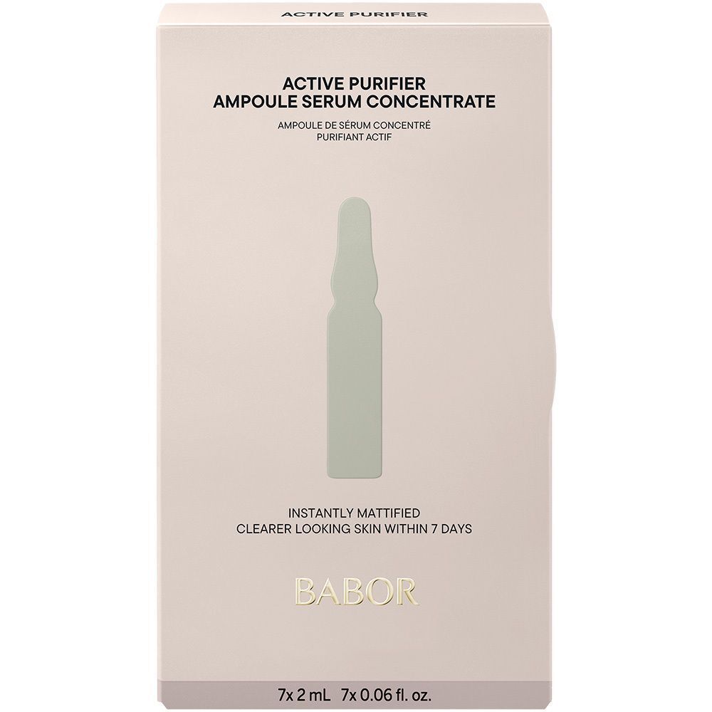 Emballage des ampoules BABOR Active Purifier avec illustration et informations.