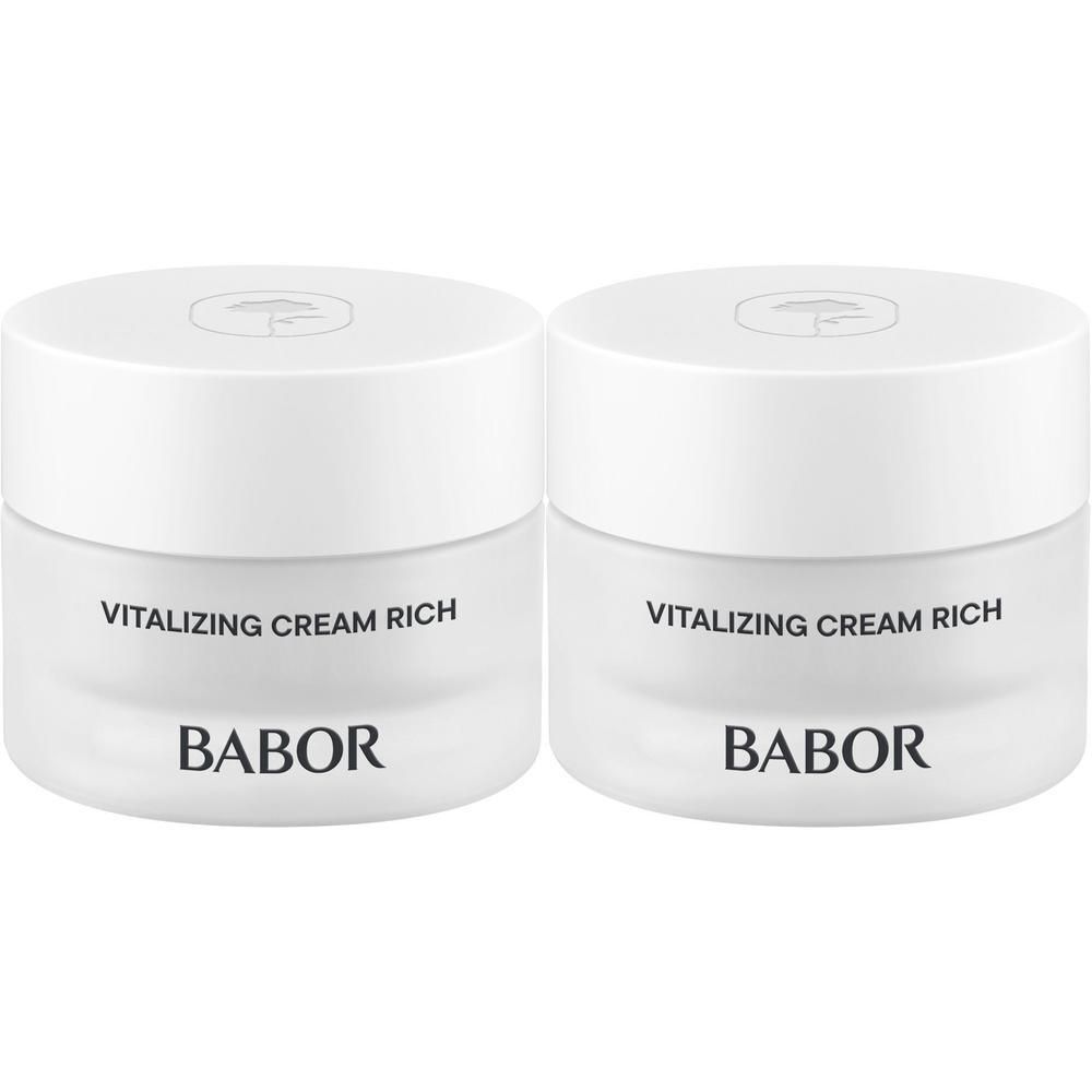 Twee potjes Babor Vitalizing Cream Rich naast elkaar.