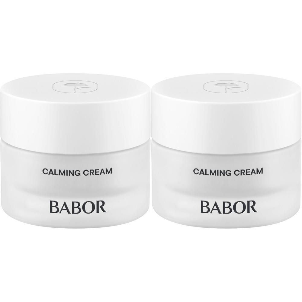 Deux pots de crème apaisante Babor Skinovage côte à côte.