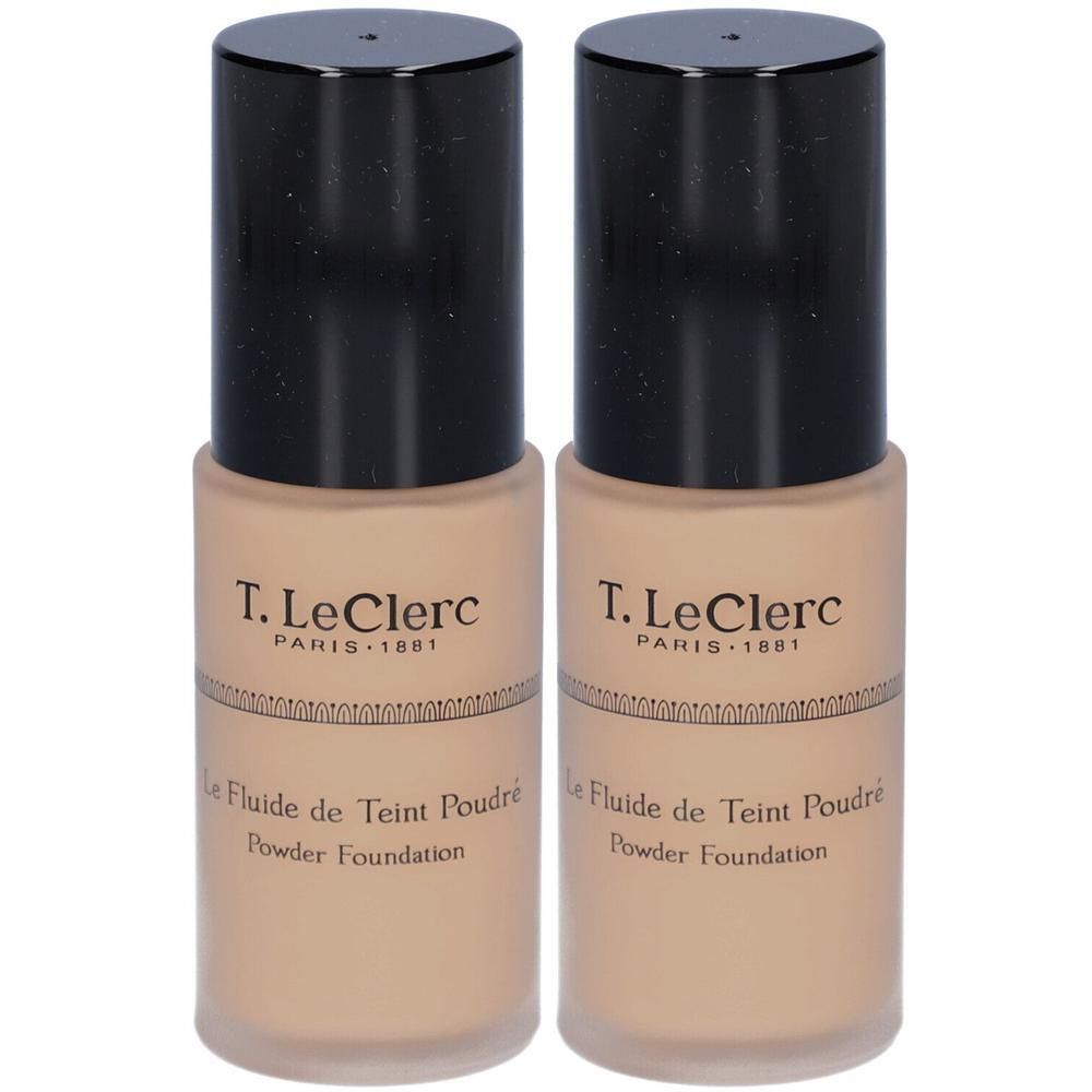 Twee flacons T. LeClerc Vloeibare Poederfoundation in Beige Abricoté Mat.