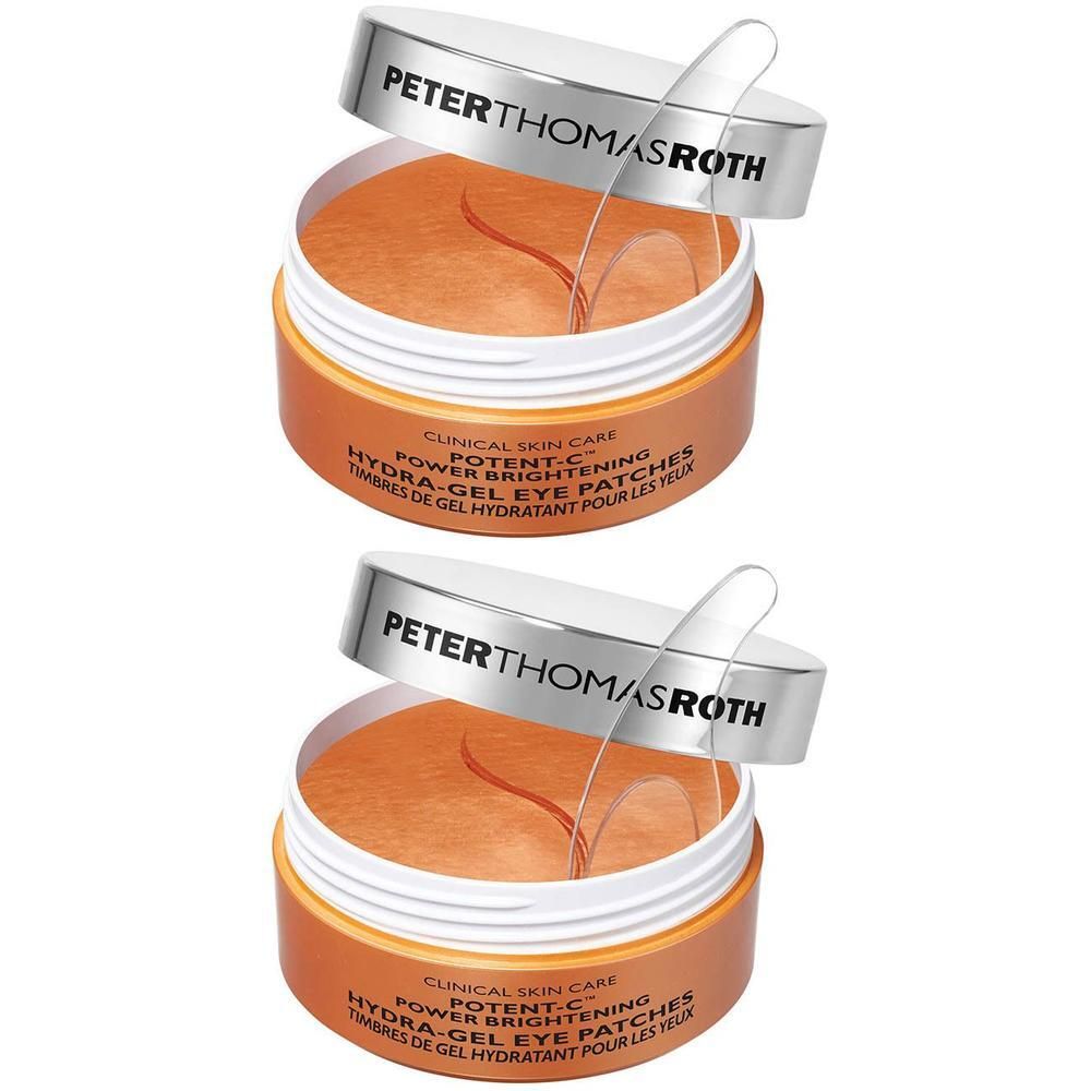 Twee open potten met Peter Thomas Roth Potent-C Power Brightening Hydra-Gel Eye Patches.