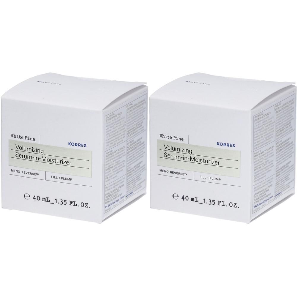 Twee dozen Korres White Pine Volumizing Serum-in-Moisturizer, elk 40ml.