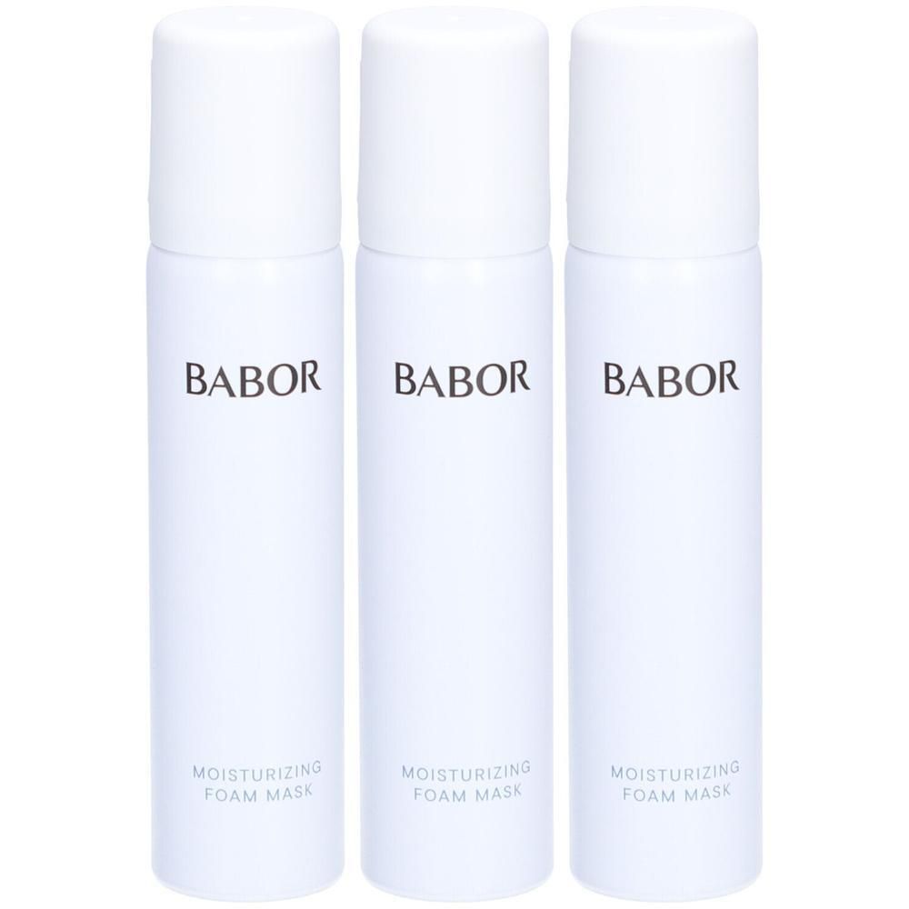 Drie witte flacons Babor Moisturizing Foam Mask.