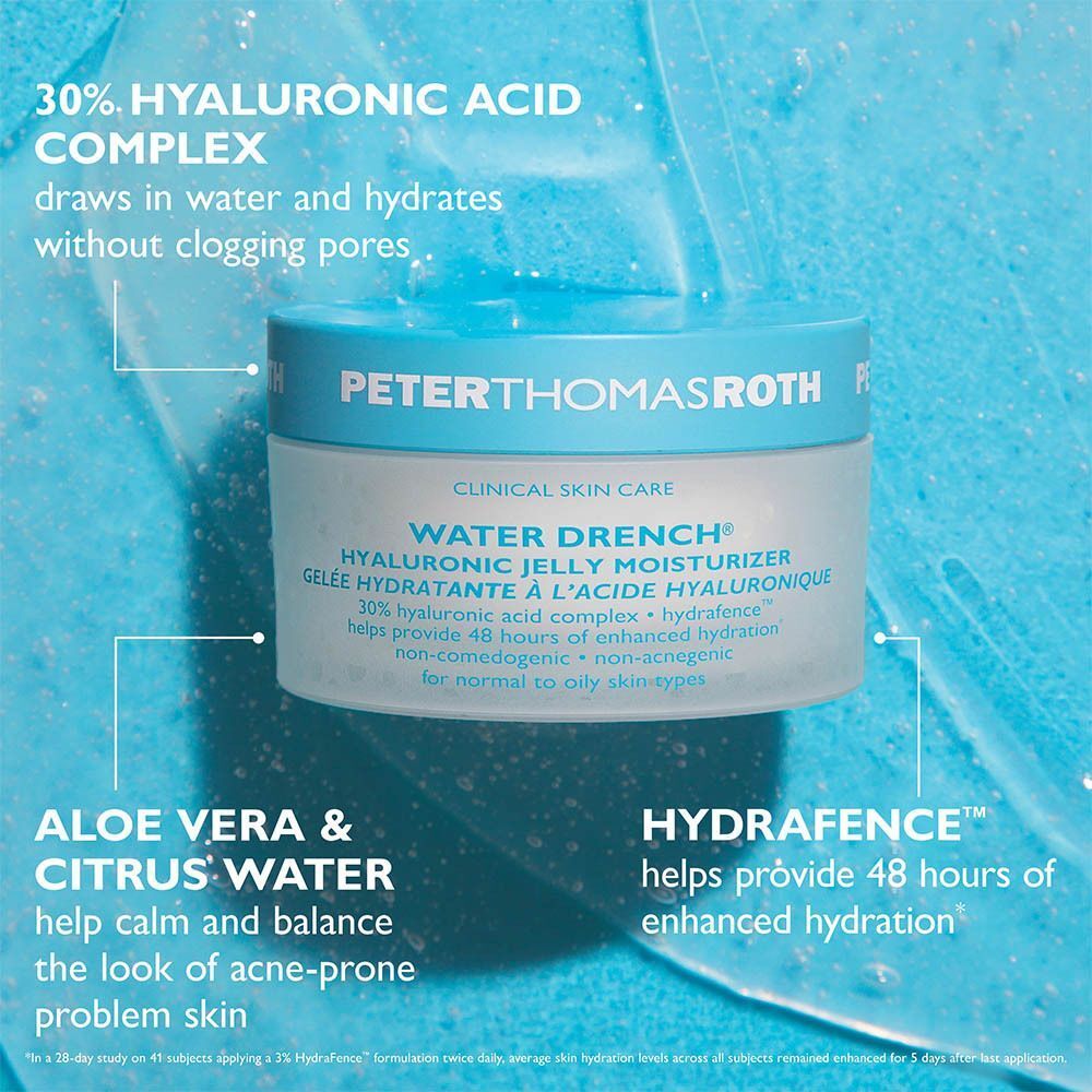 Peter Thomas Roth Water Drench Hyaluronic Jelly Moisturizer avec complexe d'acide hyaluronique et aloe vera.