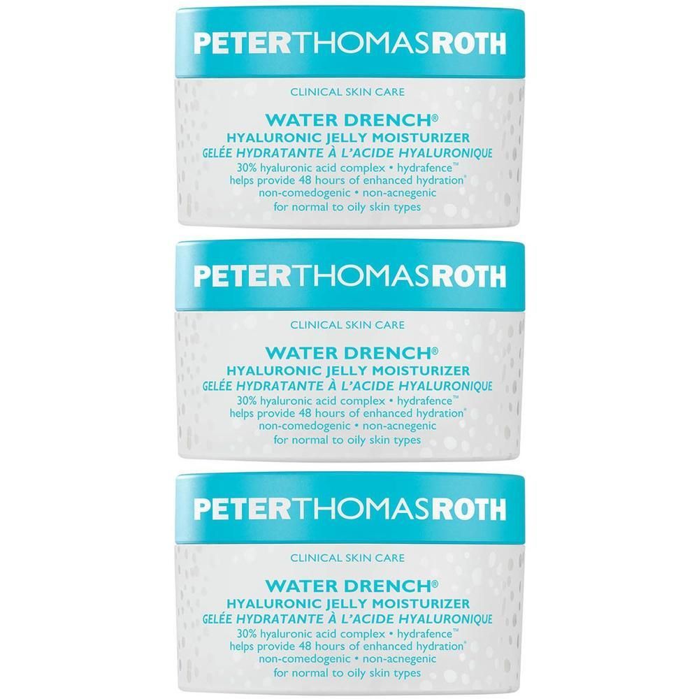 Trois pots de crème hydratante Peter Thomas Roth Water Drench Hyaluronic Cloud.