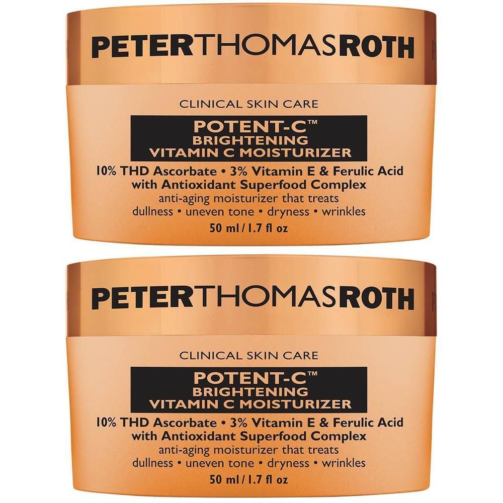 Deux pots de Peter Thomas Roth Potent C Brightening Vitamin C Moisturizer.