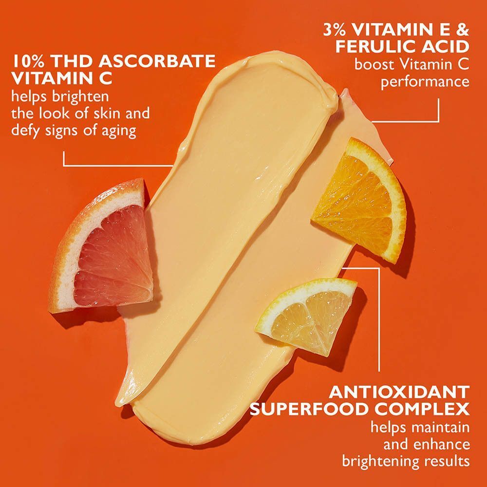 Peter Thomas Roth Potent C Brightening Vitamin C Moisturizer avec agrumes et texte.