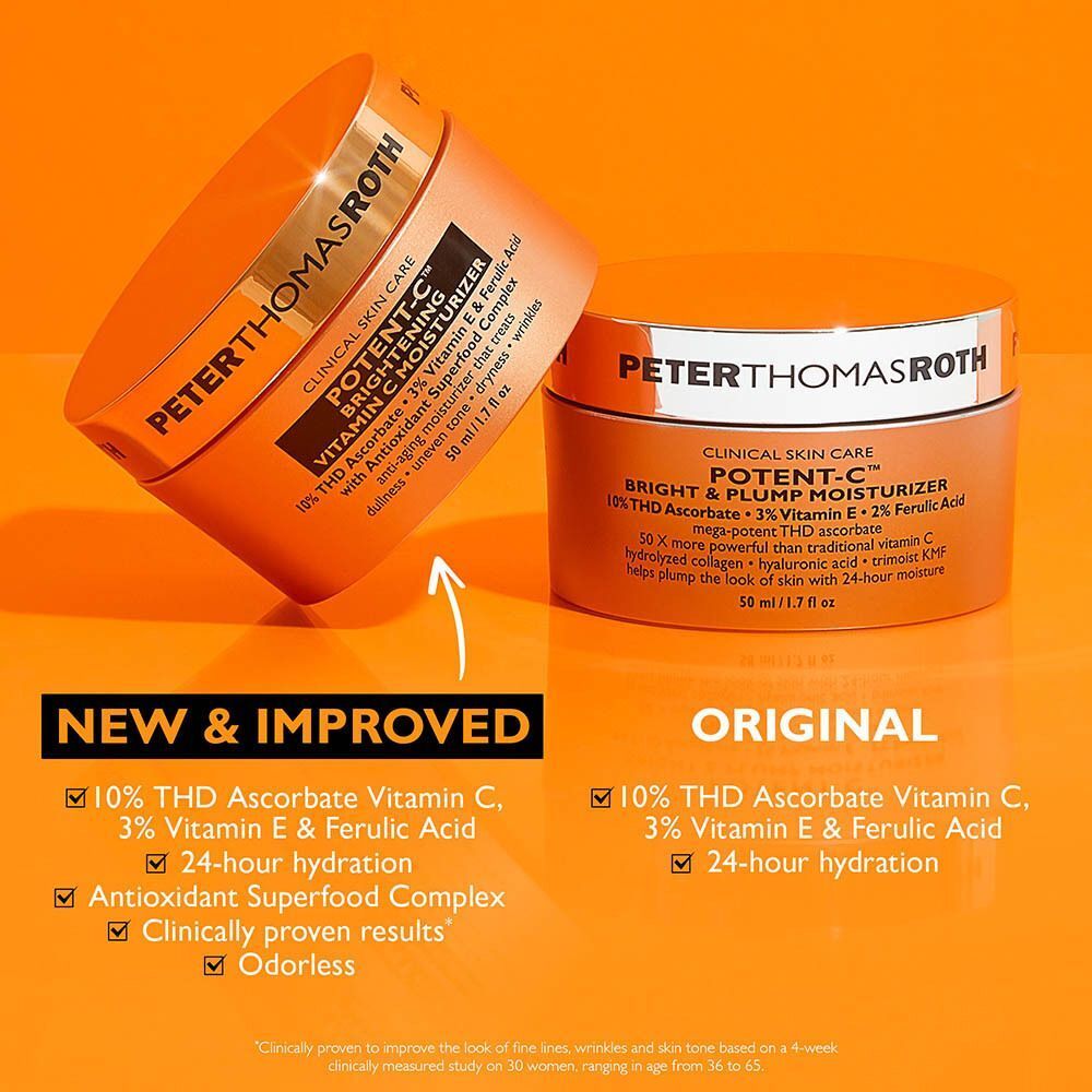 Comparaison des Peter Thomas Roth Potent C Brightening et Bright & Plump Moisturizer.