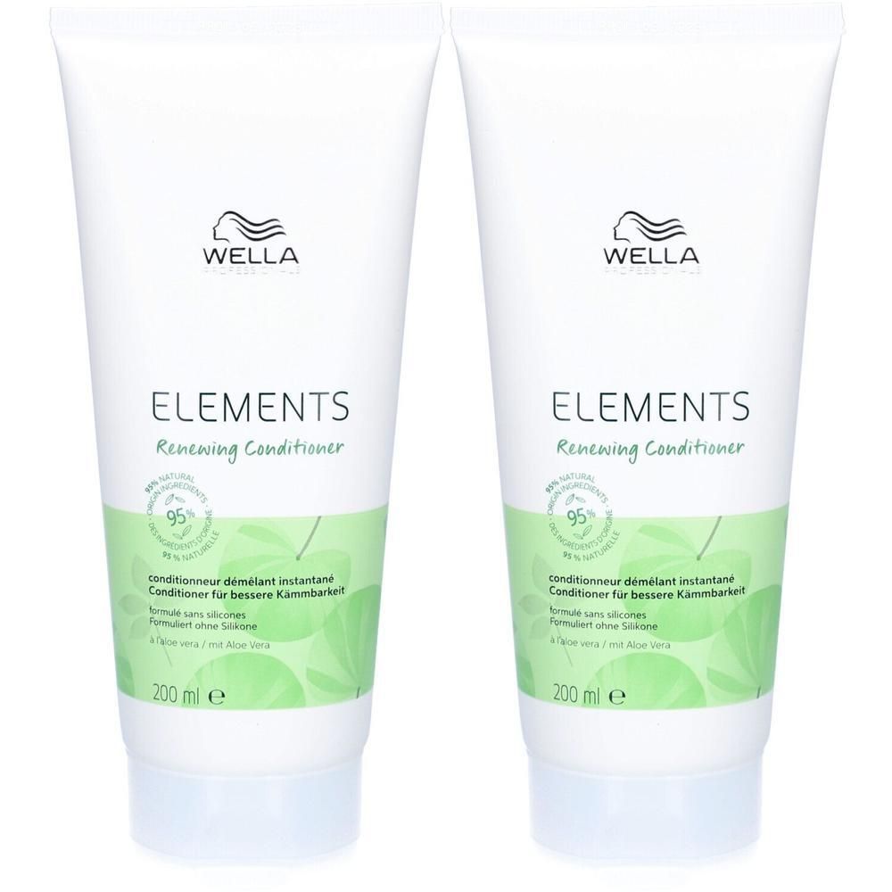 Deux flacons de WELLA ELEMENTS Renewing Conditioner, 200 ml chacun.