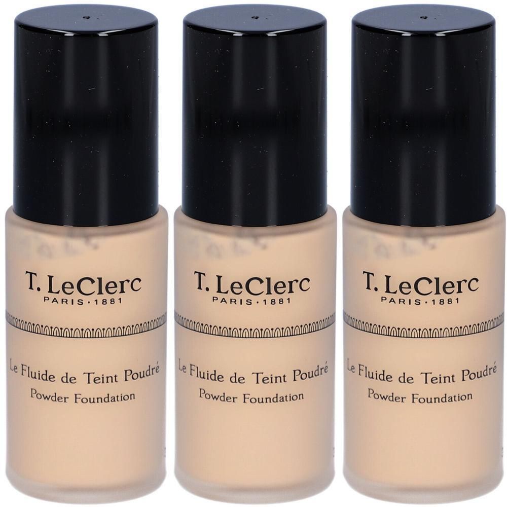 Drie flacons T. LeClerc Poeder Foundation Ivoire Mat.