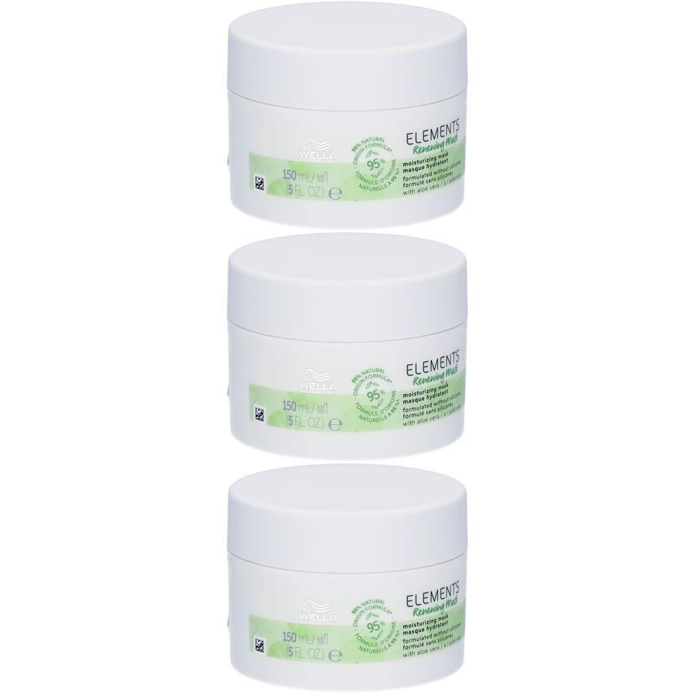 Drie witte potten Wella Elements Renewing haarmasker, 150ml.