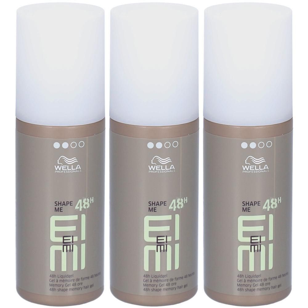Trois flacons de gel coiffant Wella EIMI Shape Me 48h.