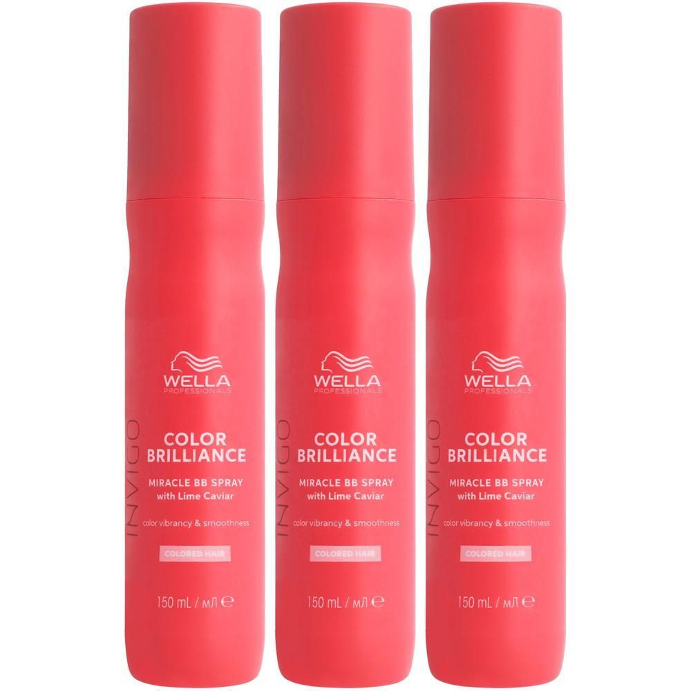 Trois sprays BB Miracle Invigo Color Brilliance Wella de 150 ml.