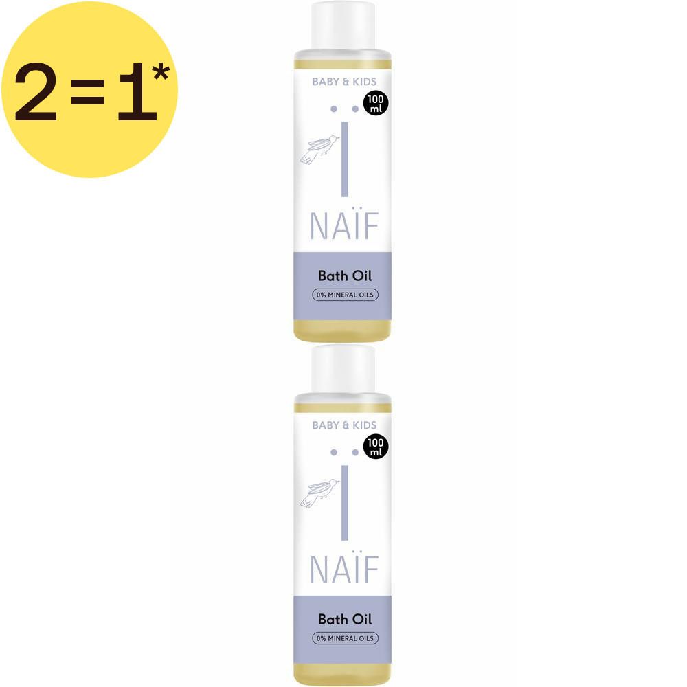 Twee flessen Naïf badolie, 100 ml.
