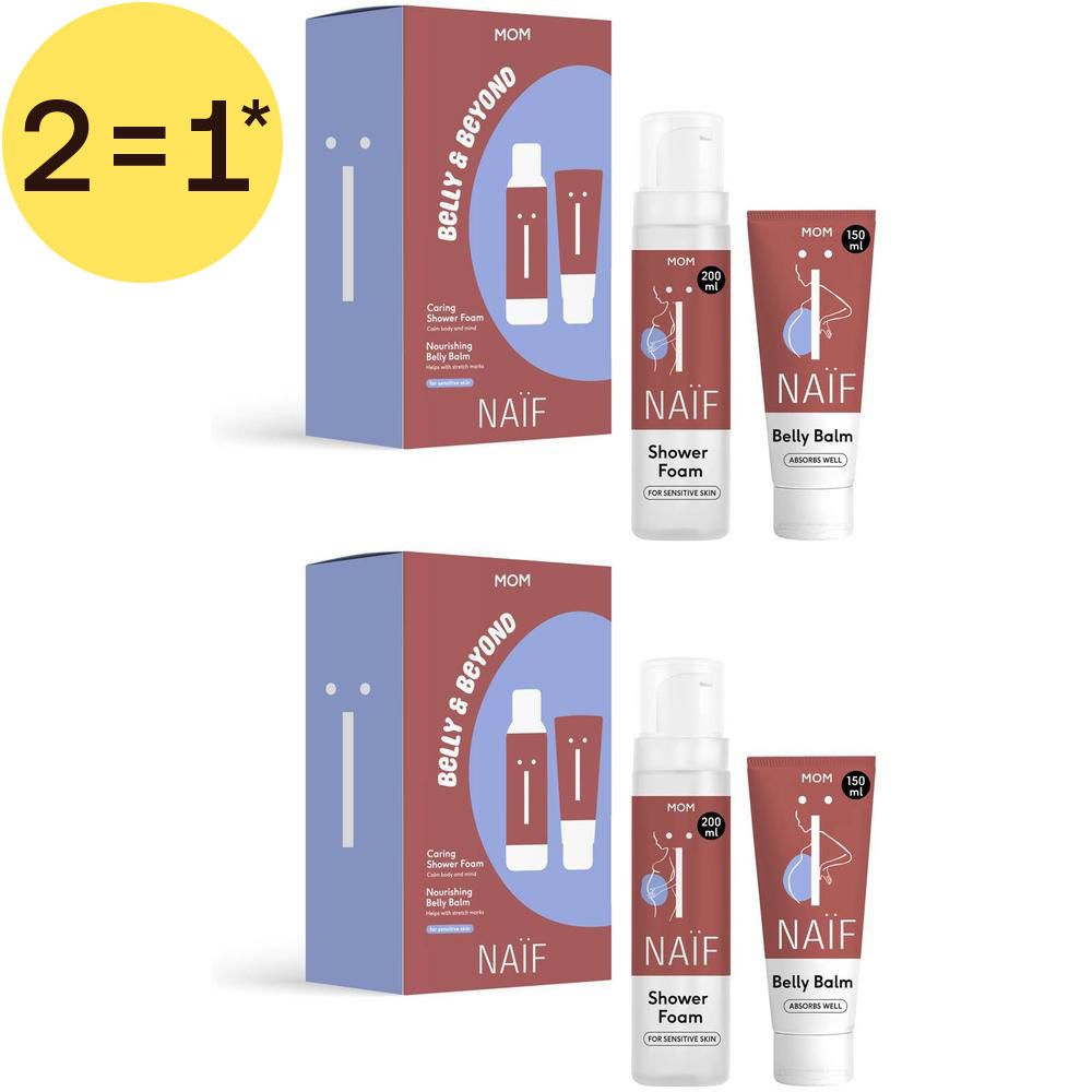 Naïf Belly & Beyond box met douche schuim en buikbalsem.