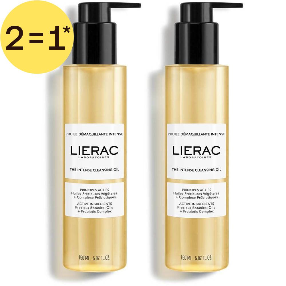 Twee flacons Lierac L’Huile Démaquillante Intense, elk 150 ml.