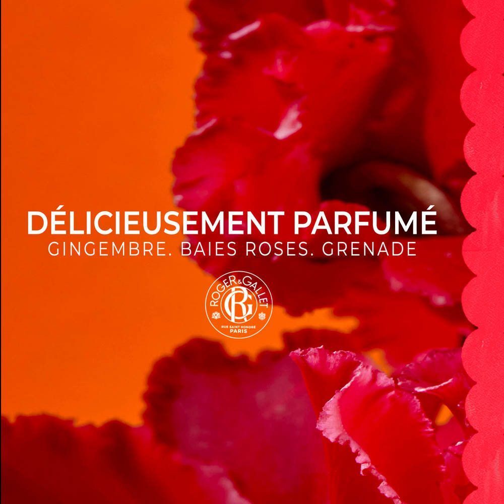 Roger & Gallet "Gingembre Rouge": délicieusement parfumé Gingembre, Baies Roses, Grenade.