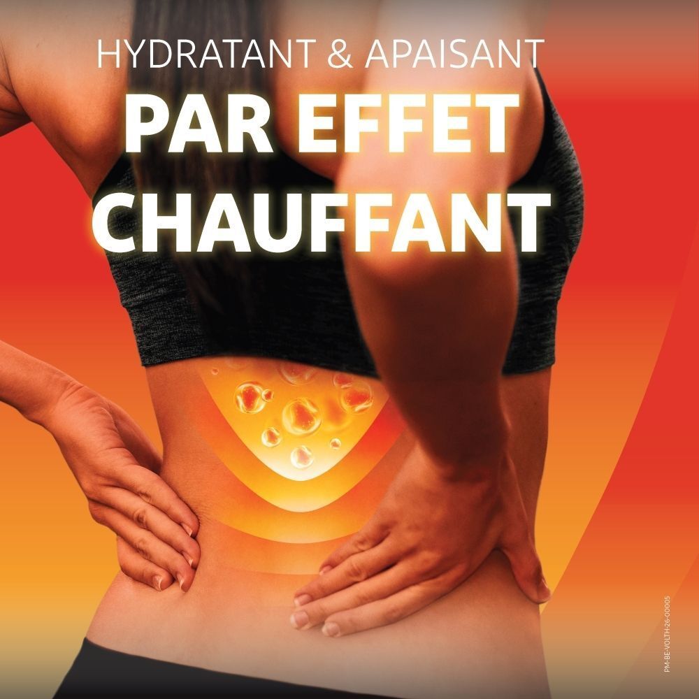 Vue arrière d'une femme, Gel Volta Heat à effet chauffant.