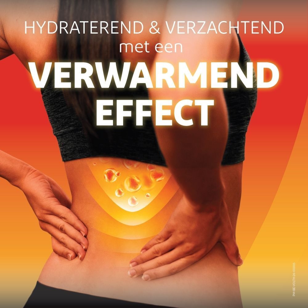 Achterkant van een vrouw, Volta Heat Gel met verwarmend effect.