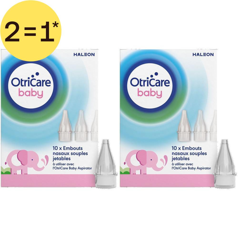 Deux boîtes de 10 embouts jetables pour aspirateur nasal OtriCare Baby.
