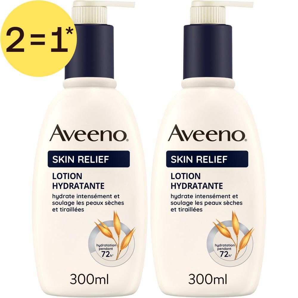 Deux flacons pompe Aveeno Skin Relief Lotion, 300ml.