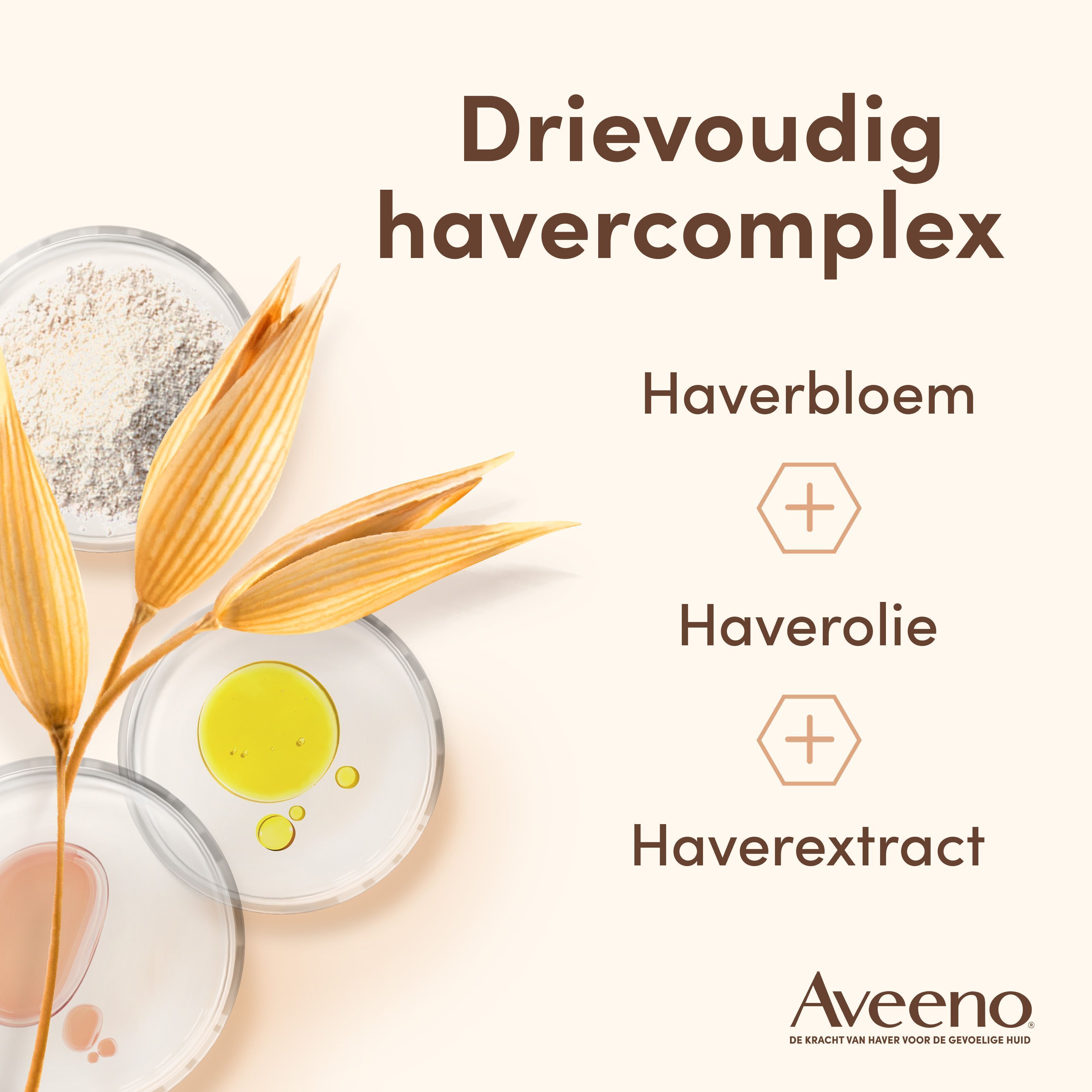Aveeno Drievoudig havercomplex: haverbloem, haverolie, havereextract.