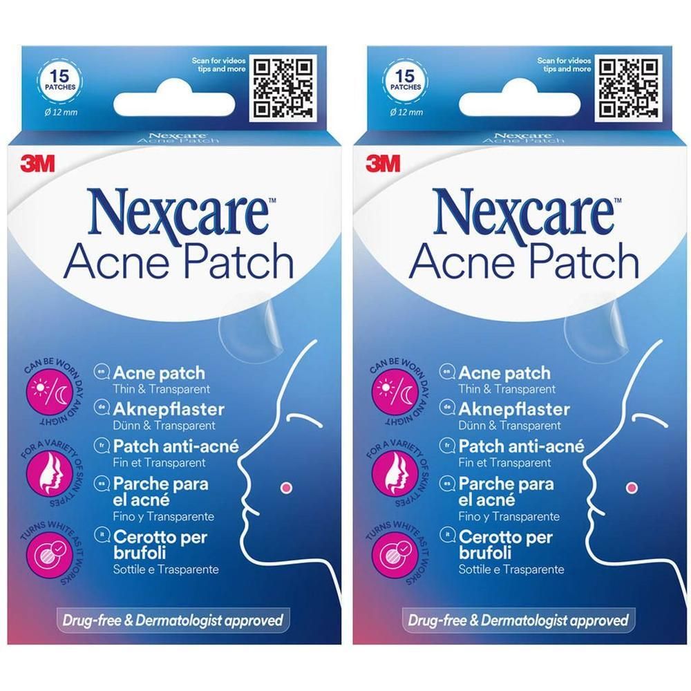 Nexcare Acne Patch, 15 patches, 12mm, dun en transparant.