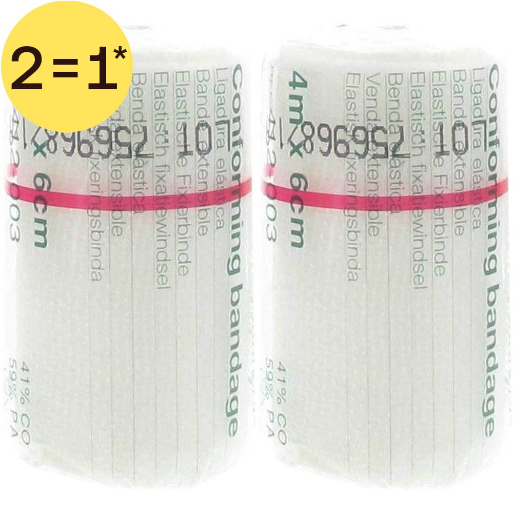 Twee rollen elastisch fixatiewindsel, 6cm x 4m.