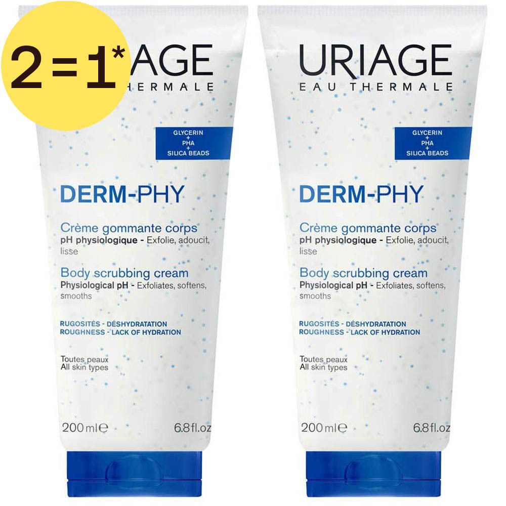 Twee tubes Uriage Derm-Phy Body Scrubbing Cream, 200 ml.
